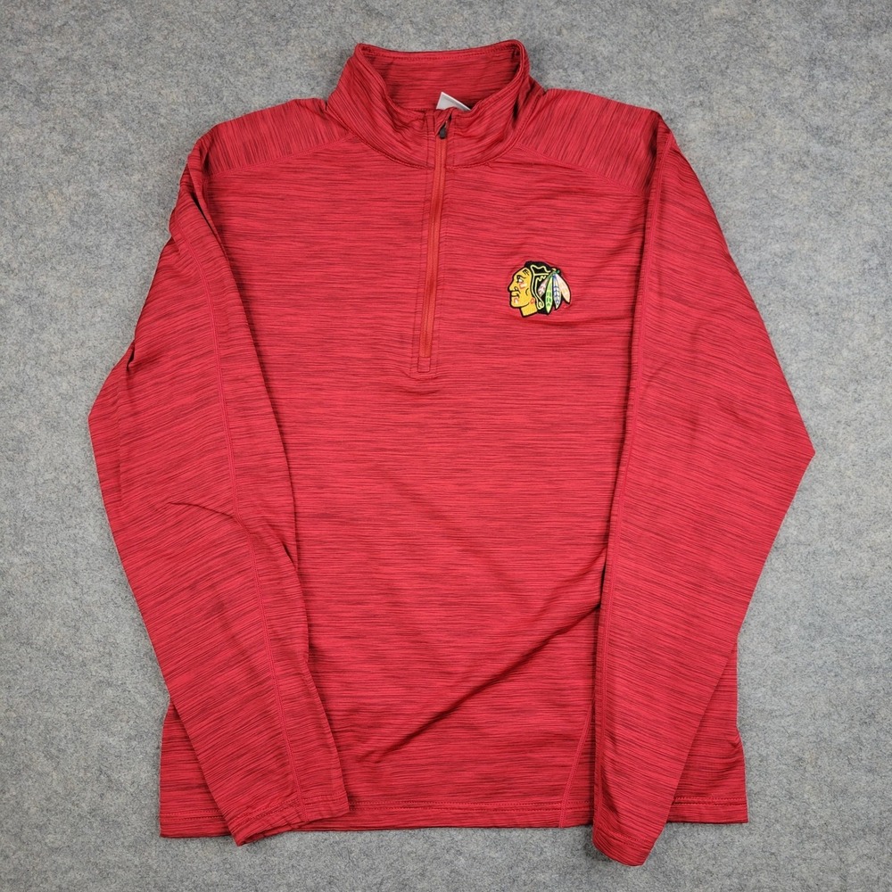 Chicago Blackhawks Shirt Mens Medium‎ Red NHL Hockey Levelwear Quarter Zip